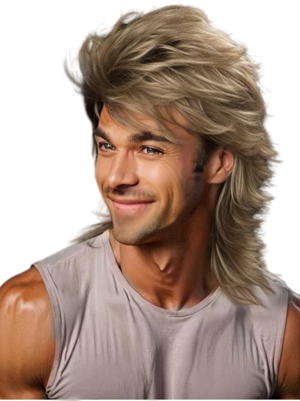 Synthetic 80s Men Wig,Punk Rocker Hair Party Daily Halloween Costumes Long Wigs